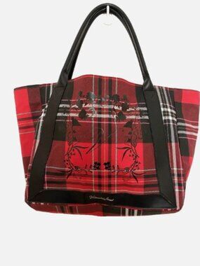 VICTORIA'S SECRET Large Red Black Plaid Tote Handbag